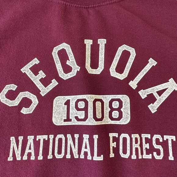 Sequoia National Forest Burgundy Crewneck Sweatshirt, Unisex XL - Picture 3 of 9